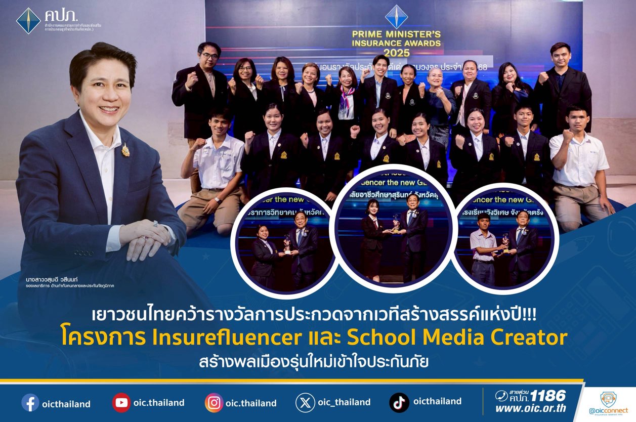 เยาวชนไทยคว้ารางวัลการประกวดจากเวทีสร้างสรรค์แห่งปี!!! โครงการ Insurefluencer และ School Media Creator สร้างพลเมืองรุ่นใหม่เข้าใจประกันภัย 