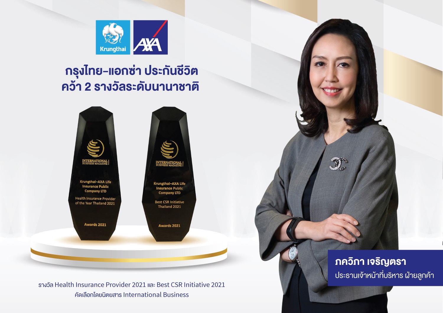 กรุงไทย–แอกซ่า ประกันชีวิต คว้า 2 รางวัลระดับนานาชาติ