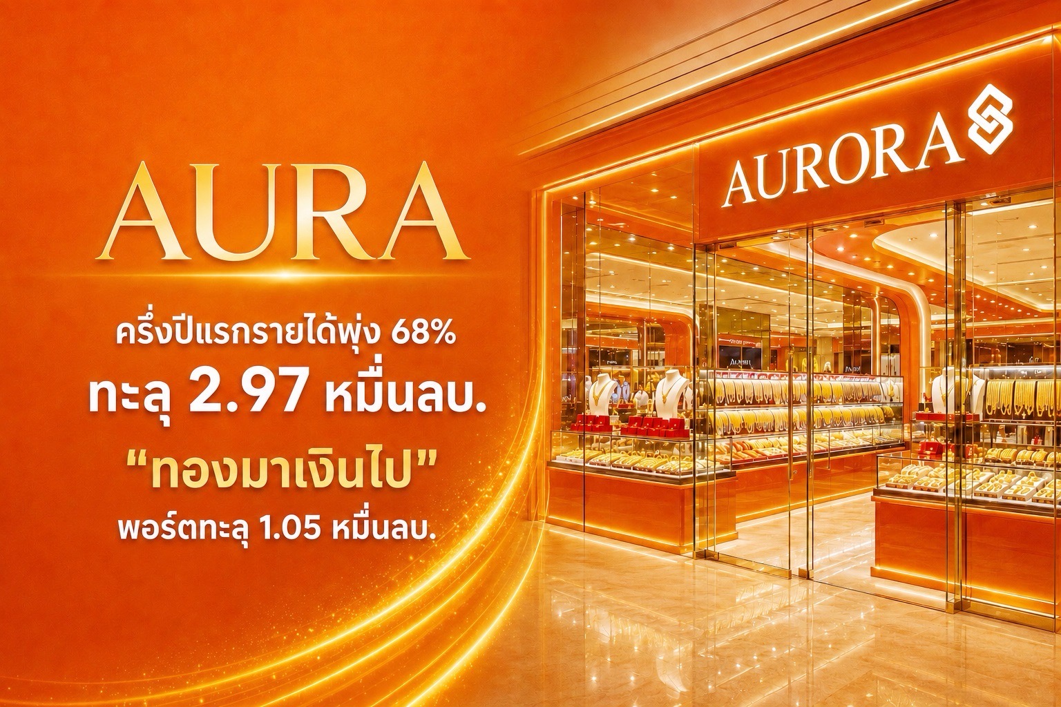AURA ครึ่งปีแรกกำไรโต 22% แตะ 929 ลบ. รายได้พุ่ง 68% ทะลุ 2.97 หมื่นลบ.“ทองมาเงินไป” โตแรง พอร์ตทะลุ 1.05 หมื่นลบ. ฝ่าช่วงทองผันผวน