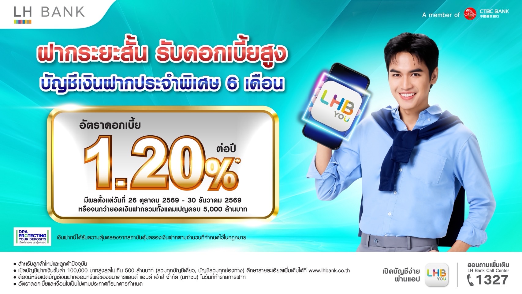 LH Bank ออกเงินฝากประจำพิเศษระยะสั้น 6 เดือน รับดอกเบี้ย 1.20% ต่อปี