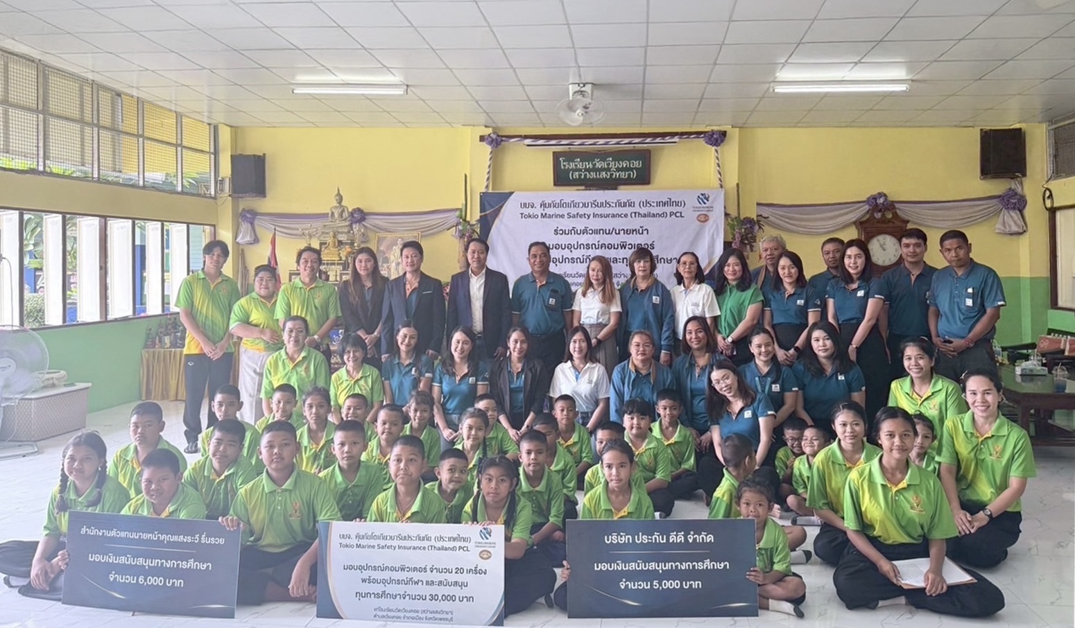 คุ้มภัยโตเกียวมารีนฯ มอบคอมพิวเตอร์ อุปกรณ์กีฬาและทุนการศึกษาแก่โรงเรียนวัดเวียงคอย จังหวัดเพชรบุรี