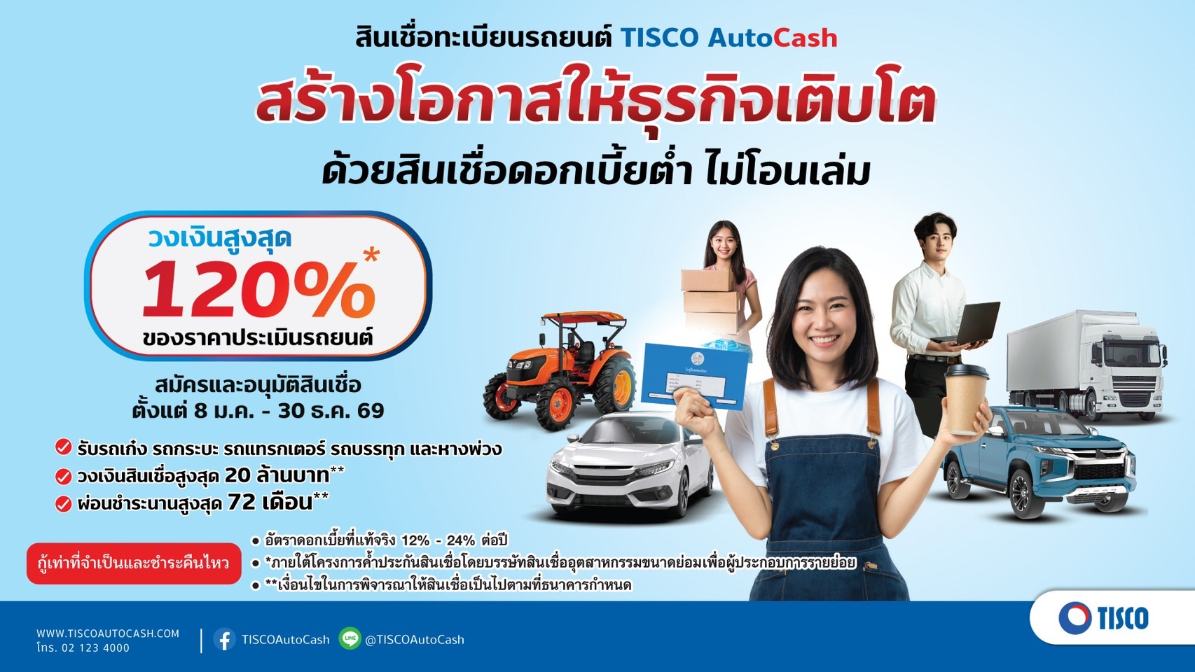 ธ.ทิสโก้ เดินหน้าหนุน SMEs ไทยเสริมสภาพคล่อง ด้วยสินเชื่อดอกเบี้ยต่ำ วงเงินสูงสุด 120%