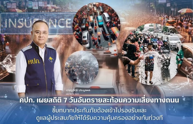 คปภ. เผยสถิติ 7 วันอันตราย สะท้อนความเสี่ยงทางถนนชี้บทบาทประกันภัยต้องเข้าไปรองรับและดูแลผู้ประสบภัยให้ได้รับความคุ้มครองอย่างทันท่วงที